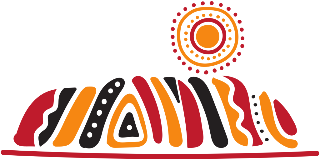 Celebrating NAIDOC Week Outside of NAIDOC Week: This is an image of a dot painting of Uluru in red, black and yellow